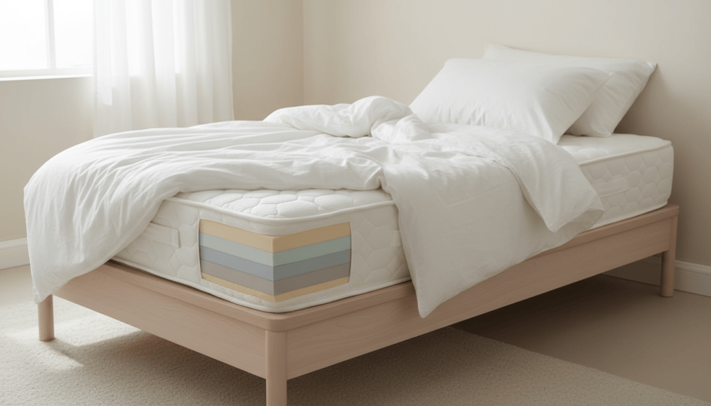 Colchón de espuma multicapa de 25 cm en un dormitorio luminoso