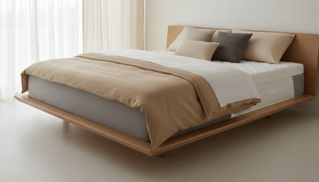 Colchón híbrido de 26 cm con capa superior flexible en un dormitorio moderno