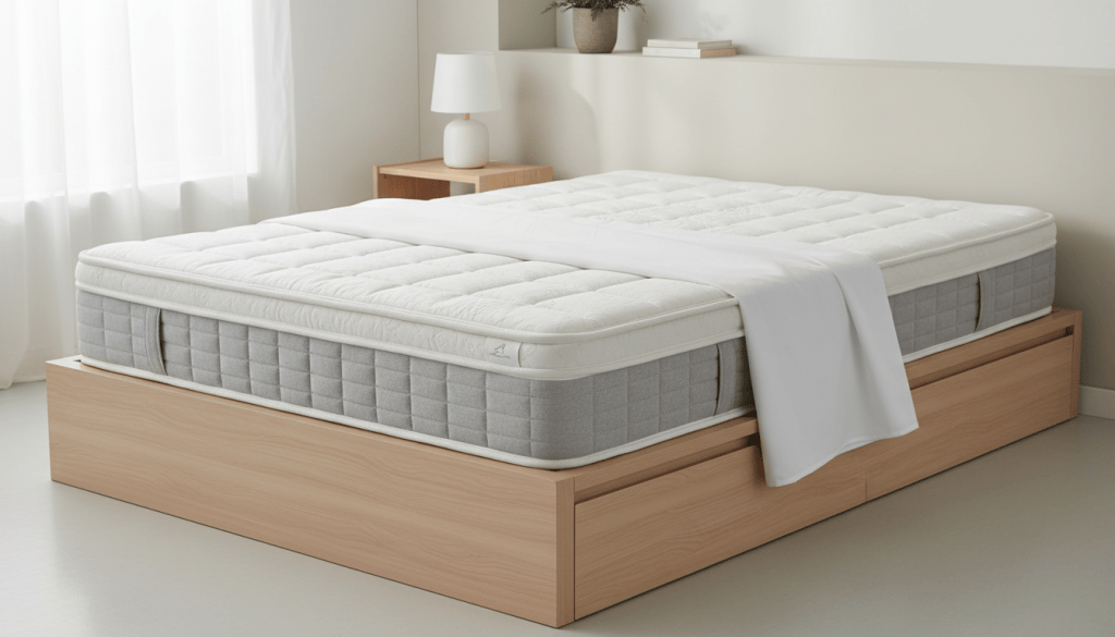 Colchón compacto de 24 cm de altura sobre una base de cama