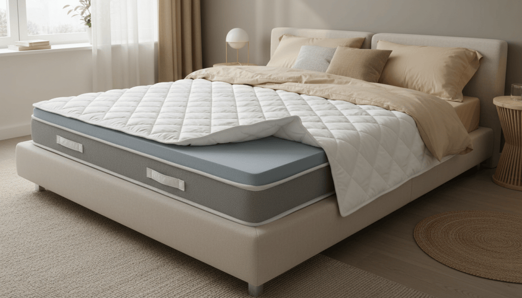 Colchón PikUp Ultra de espuma HR y capas viscoelásticas en una cama