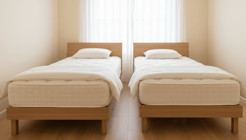 Dos camas con colchones híbridos de diferentes construcciones