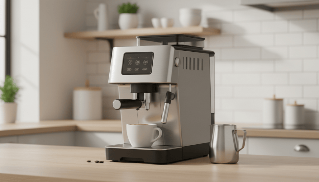 Cafetera superautomática compacta con vaporizador manual y jarrita de leche