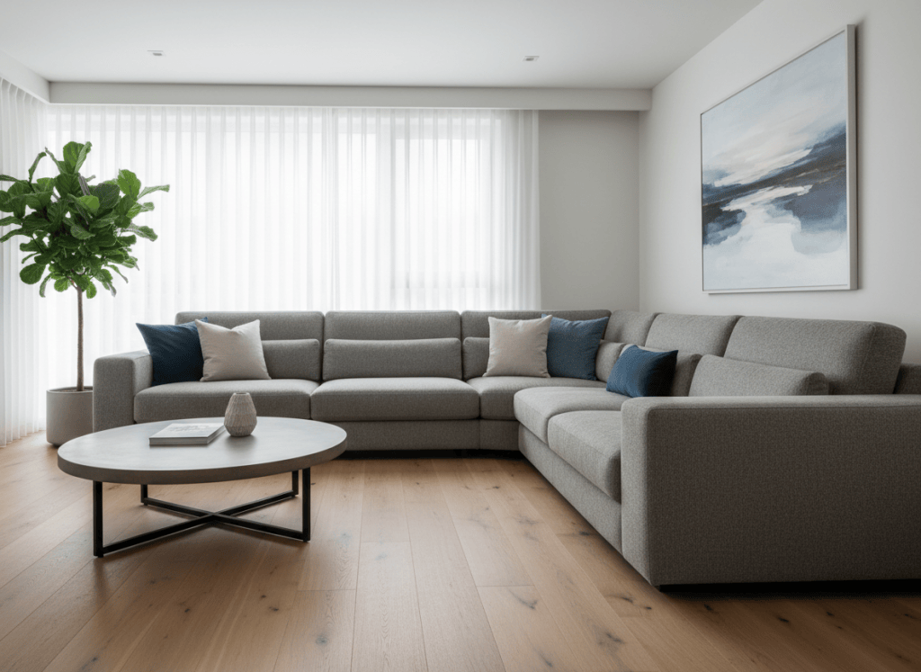 Sofá chaise longue colocado en un salón moderno