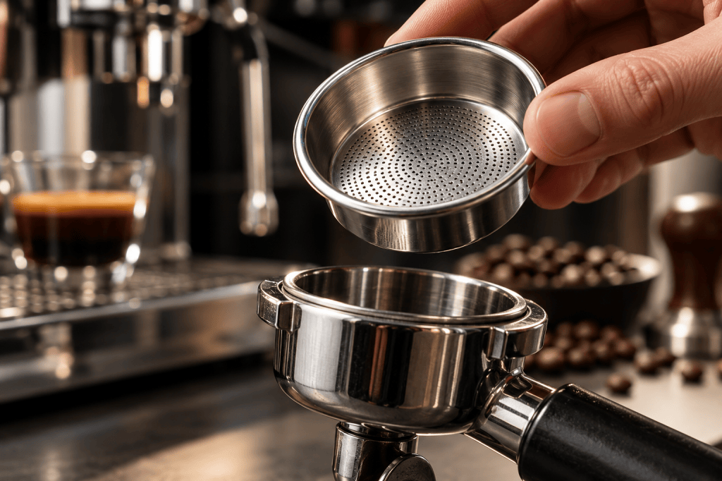 Cesta de filtro de acero inoxidable con perforaciones uniformes para café espresso