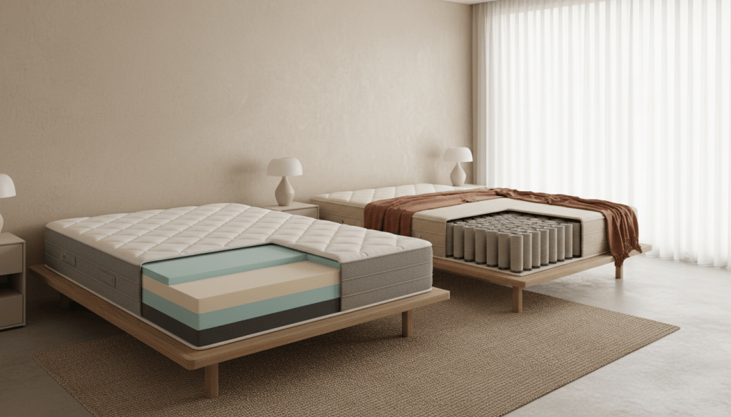 Colchones de espuma y muelles para ilustrar las gamas Dormity