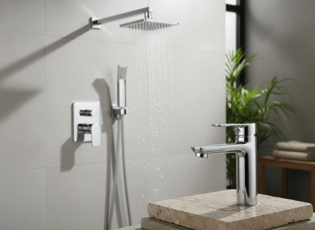 Grifos termostático y monomando para ducha