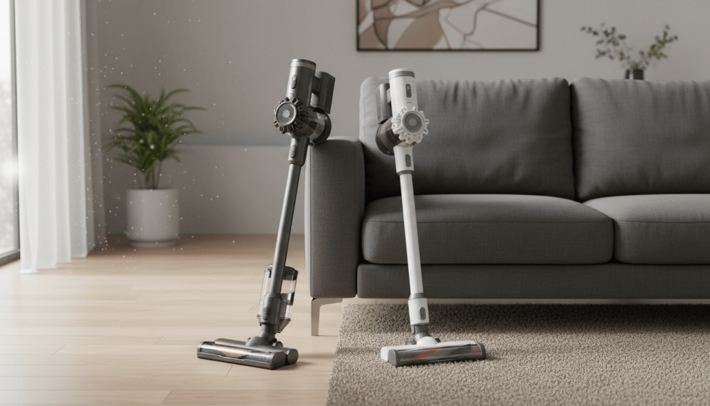 Dos aspiradoras Miele estilo escoba para comparar limpieza húmeda y mascotas