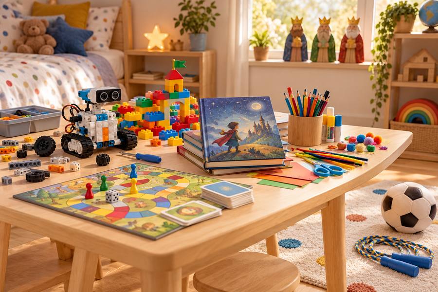 Kit de robótica infantil, piezas de construcción, libro ilustrado, materiales de dibujo, juego de mesa y pelota