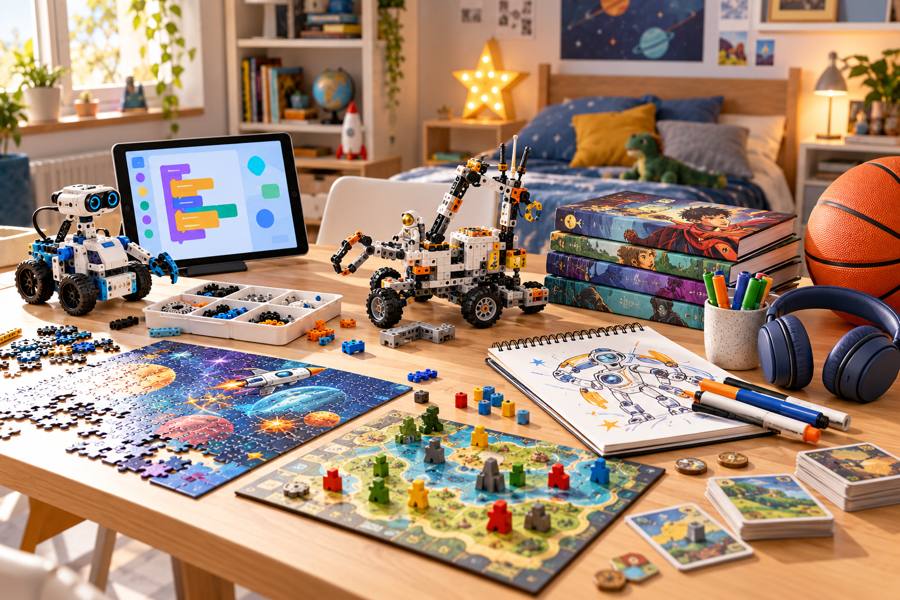 Kit de robótica y tableta con programación visual, construcción avanzada, novelas gráficas, puzzle y juego de mesa