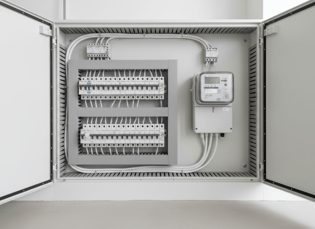 Cuadro eléctrico y contador de una vivienda
