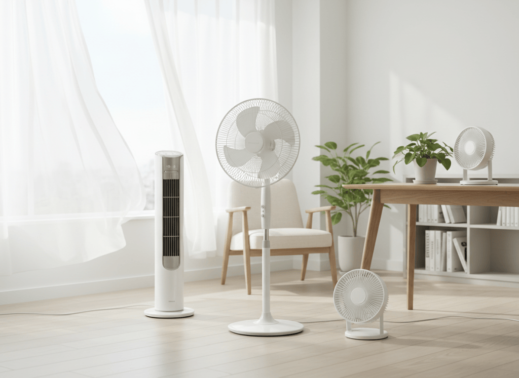 Tres tipos de ventiladores domésticos